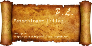 Petschinger Lilian névjegykártya